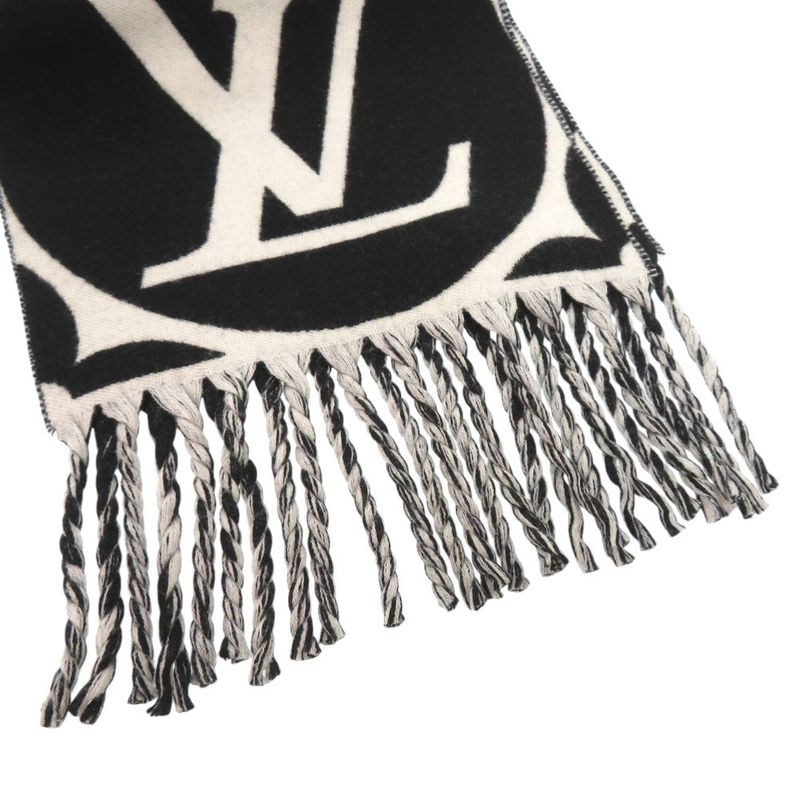 Louis Vuitton Flight Mode Medallion Wool Black White Scarf 1094 — view 6