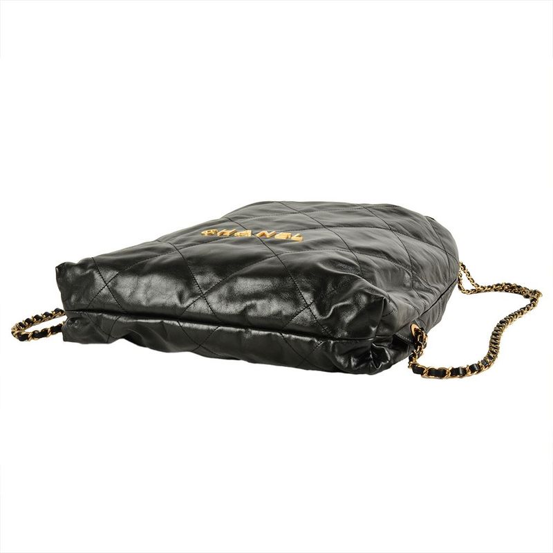 Chanel 22 Quilted Backpack Leather Black Knapsack Chain — view 4