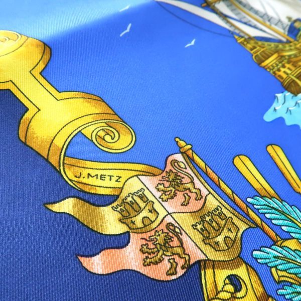 Hermes 90 Voiles De Lumiere Sailing Ship Of Light Blue Silk Scarf Box — view 5