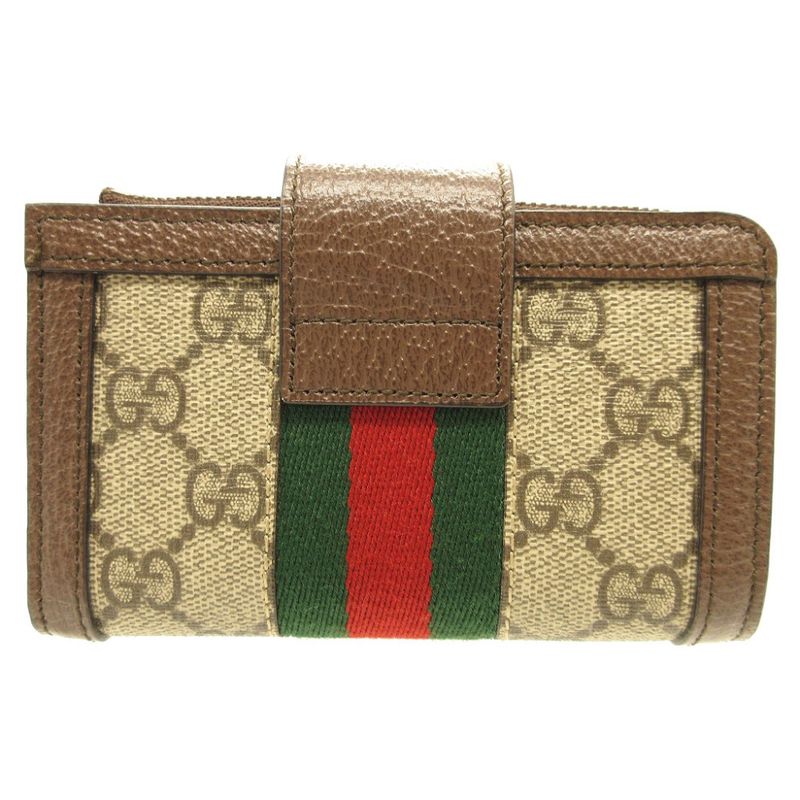 Gucci Ophidia GG Marmont Compact Wallet Canvas Leather Beige Brown — view 3