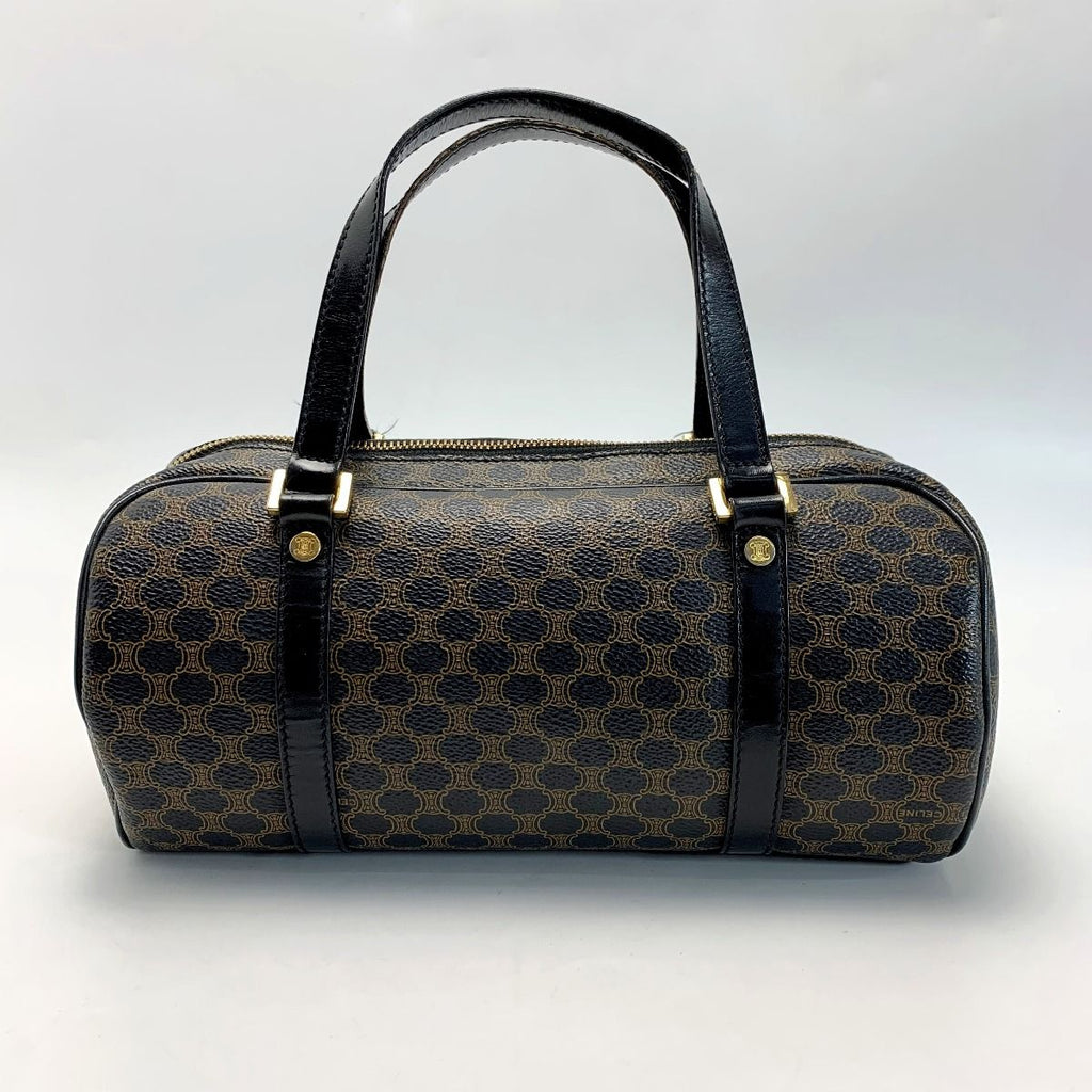 Celine Macadam Pattern Brown Drum Bag Gold Hardware — view 2