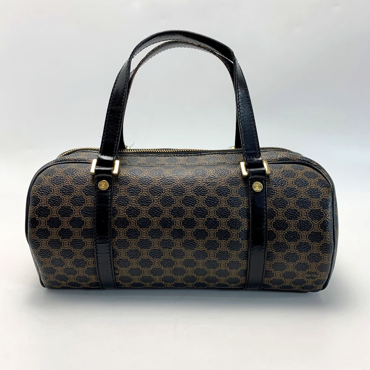 Celine Macadam Pattern Brown Drum Bag Gold Hardware — view 2