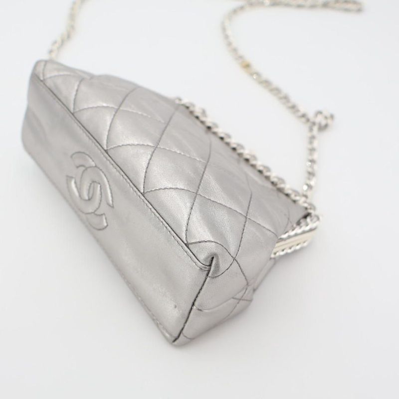 Chanel Fishmouth Chain Shoulder Bag Silver Vintage 3 rd — view 5