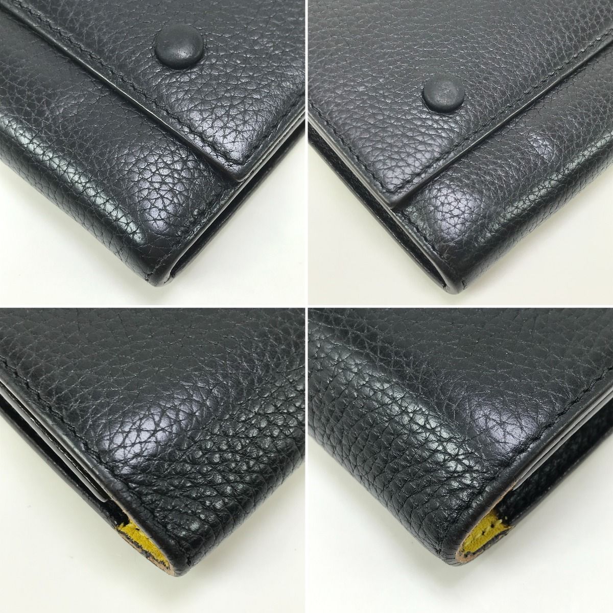 Celine Long Wallet Large Flap Multifunction Black Yellow — view 6