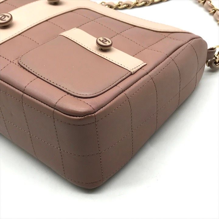 Chanel CC Logo Lambskin Diana Girl Chain Shoulder Bag Pink Beige — view 6