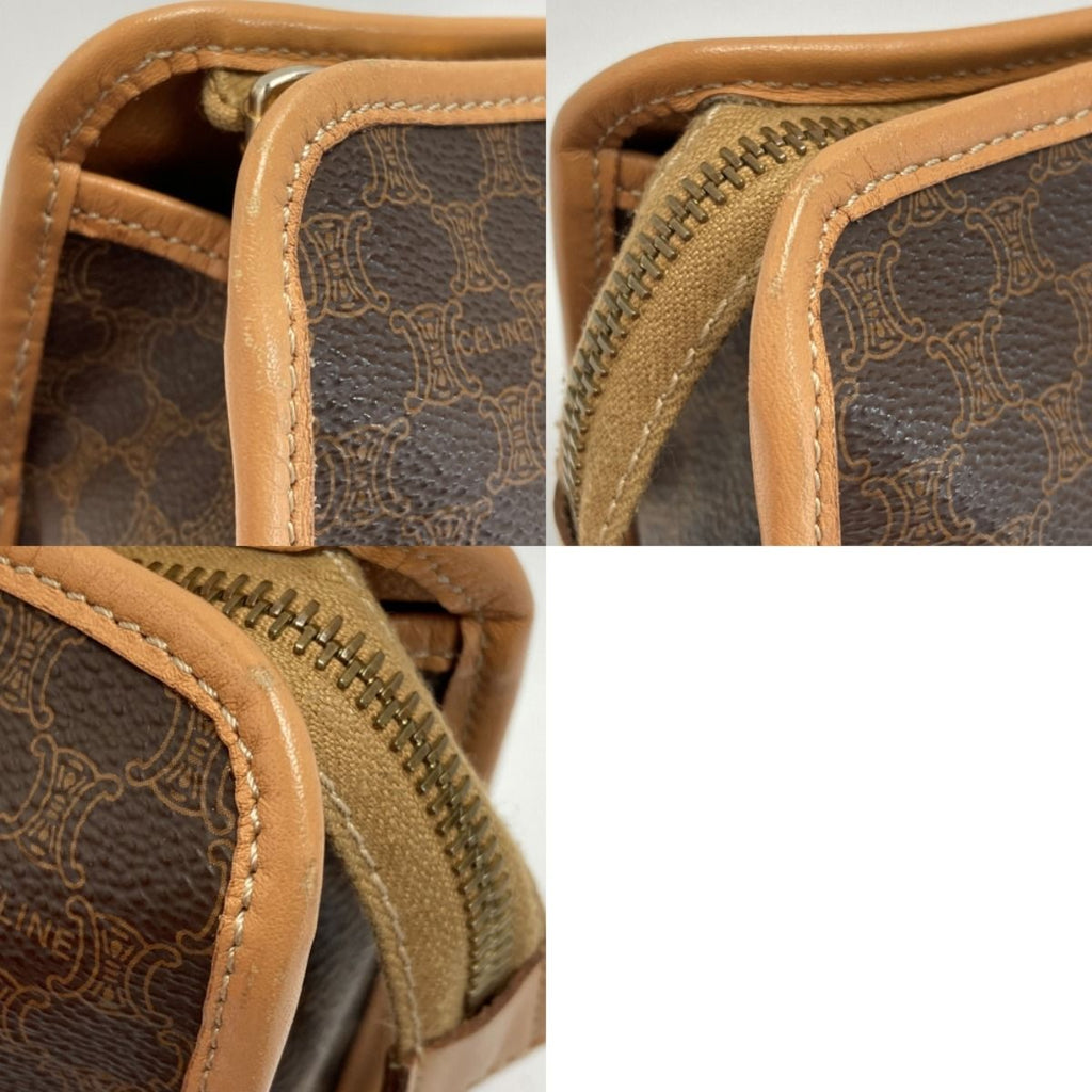 Celine Macadam Pattern Clutch Bag Brown Leather Second — view 7