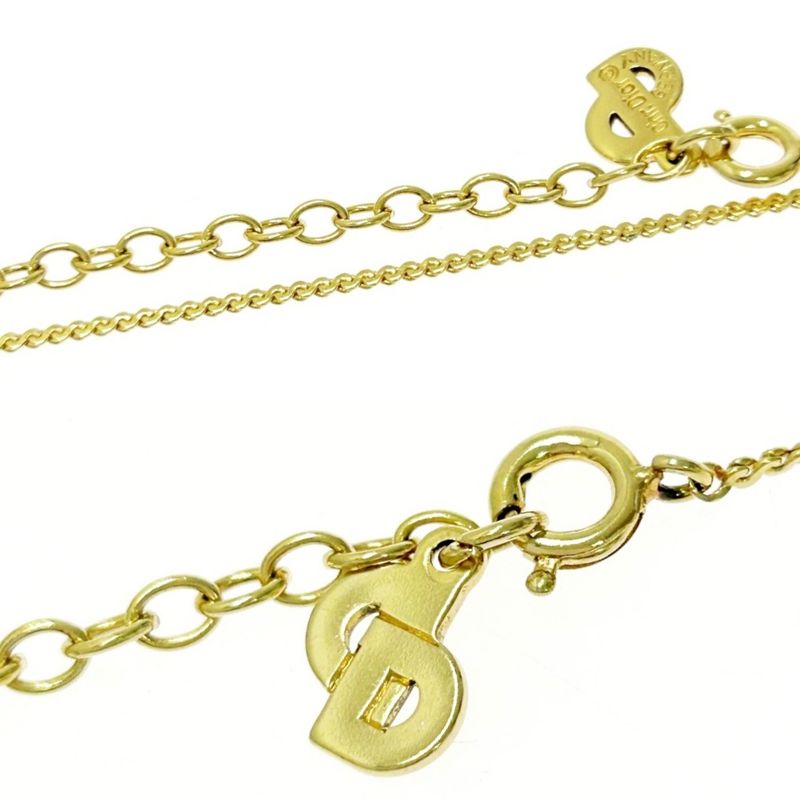 Christian Dior GP Rhinestone CD Logo Necklace Earrings Set Gold — view 7