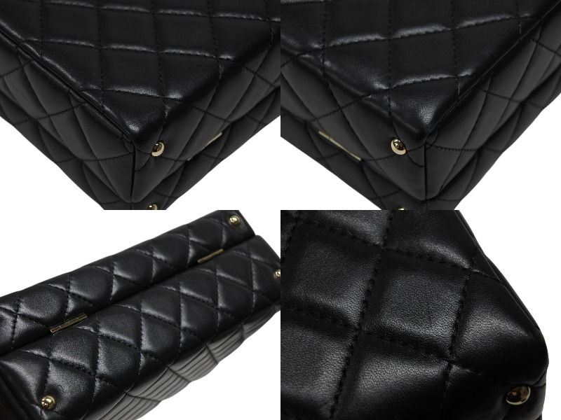 Chanel CC Logo Quilted Chain Shoulder Handbag Lambskin Black — view 7