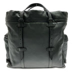 Gucci Drawstring Leather Tote Bag Lined With GG Total Logo Gray — view 2