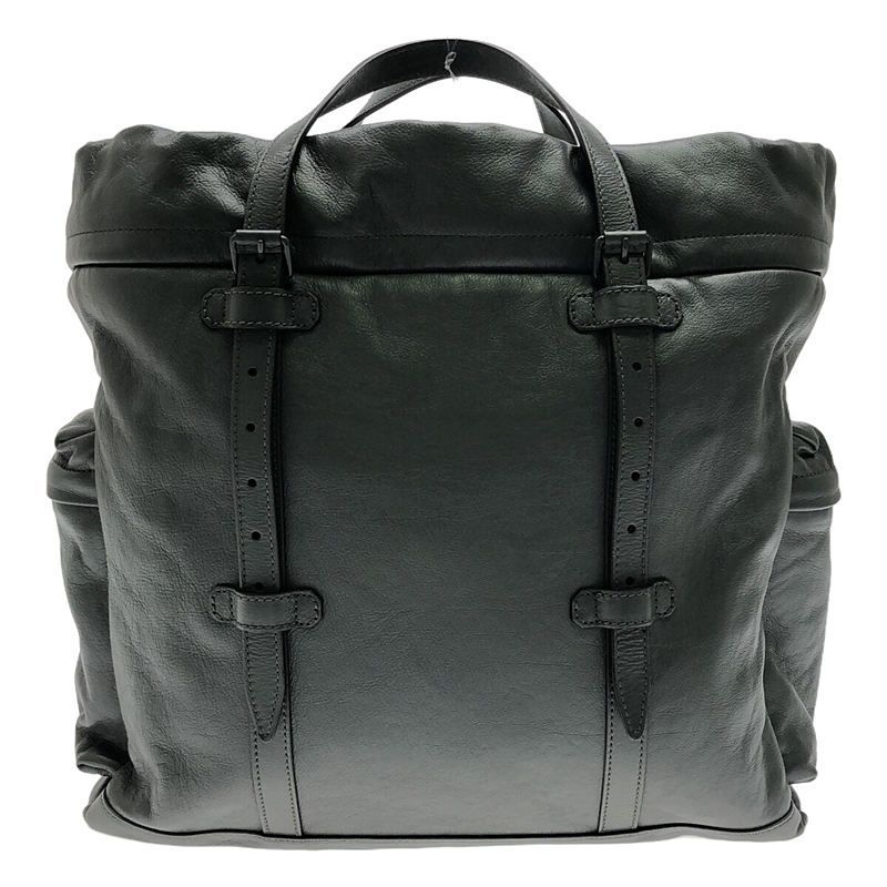 Gucci Drawstring Leather Tote Bag Lined With GG Total Logo Gray — view 2