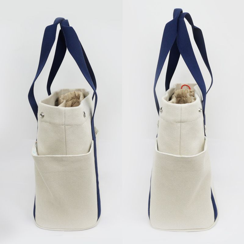 Hermes Cabrio Mother's Bag Toile Ash Gripe Lou Navy Tote Canvas — view 3