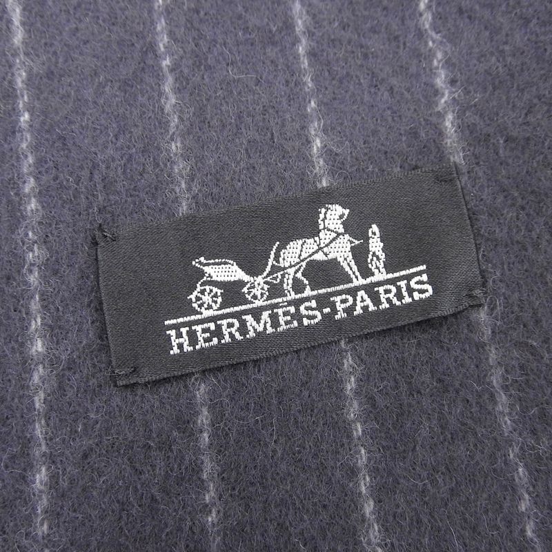 Hermes Y2 K Vintage England 100% Cashmere Striped Fringe Shawl Scarf 185 — view 6