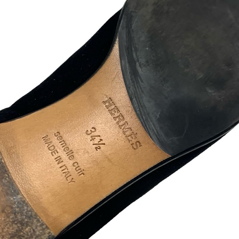 Hermes Saint Honore Boots Short Shoes Suede Black Silver Constance — view 8