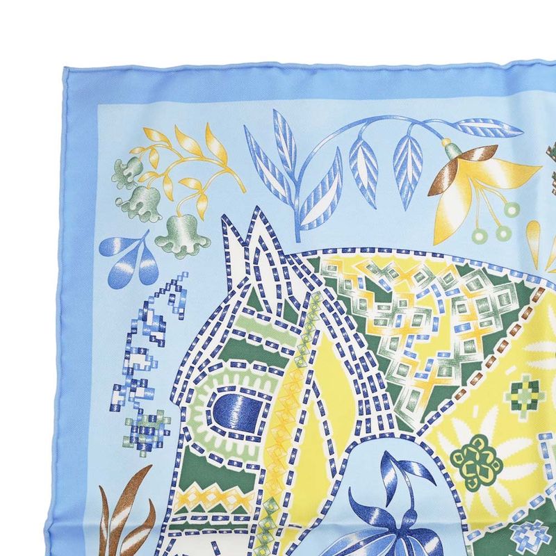 Hermes Carre 45 Scarf en Attendant Ulysse Silk Light Blue Bandana — view 3