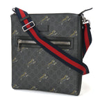 Gucci Shoulder Bag GG Supreme Canvas Black Gray Silver Hardware Tra — view 2