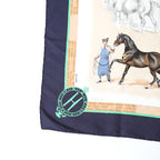 Hermes Carre 90 LES Haras Nationaux Scarf Navy — view 3