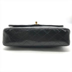 Chanel CC Logo Quilted 25 Double Flap Chain Lambskin Shoulder Bag Black — view 3