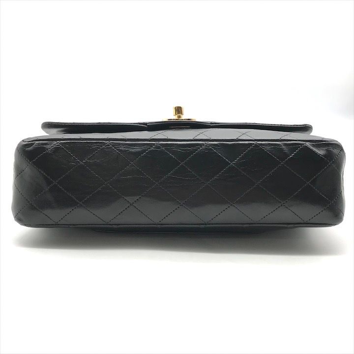 Chanel CC Logo Quilted 25 Double Flap Chain Lambskin Shoulder Bag Black — view 3