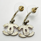 Chanel Coco Mark Gold Pink Earrings Rhinestone GP Accessories — view 4