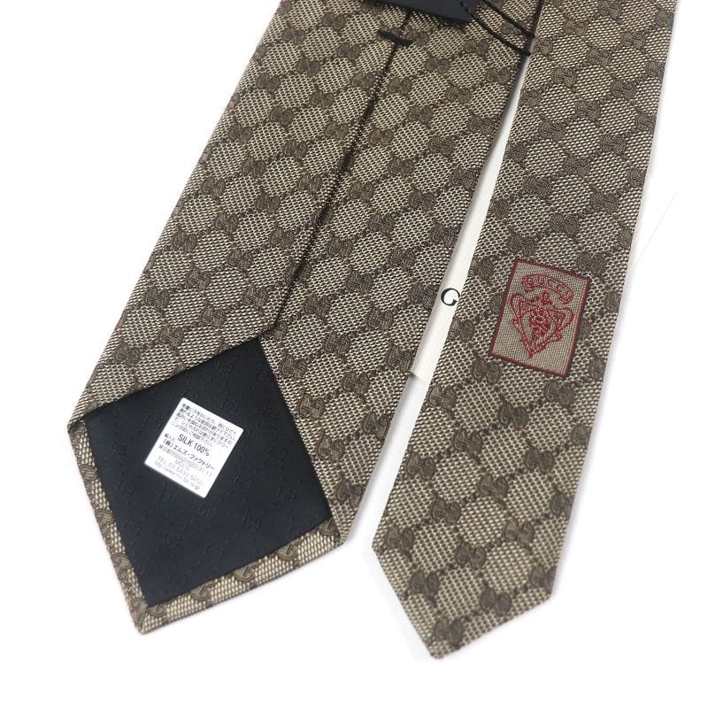 Gucci 100% Silk GG Logo All-over Webline Tie Regular Beige — view 4
