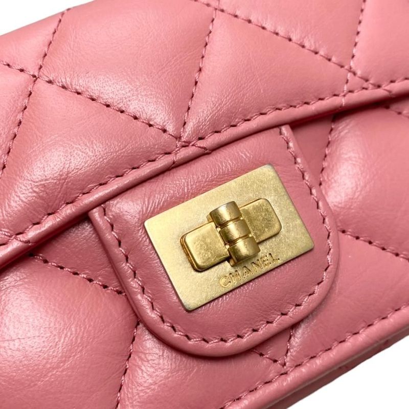 Chanel Trifold Wallet Small Flap Quilted Calfskin Pink — view 5