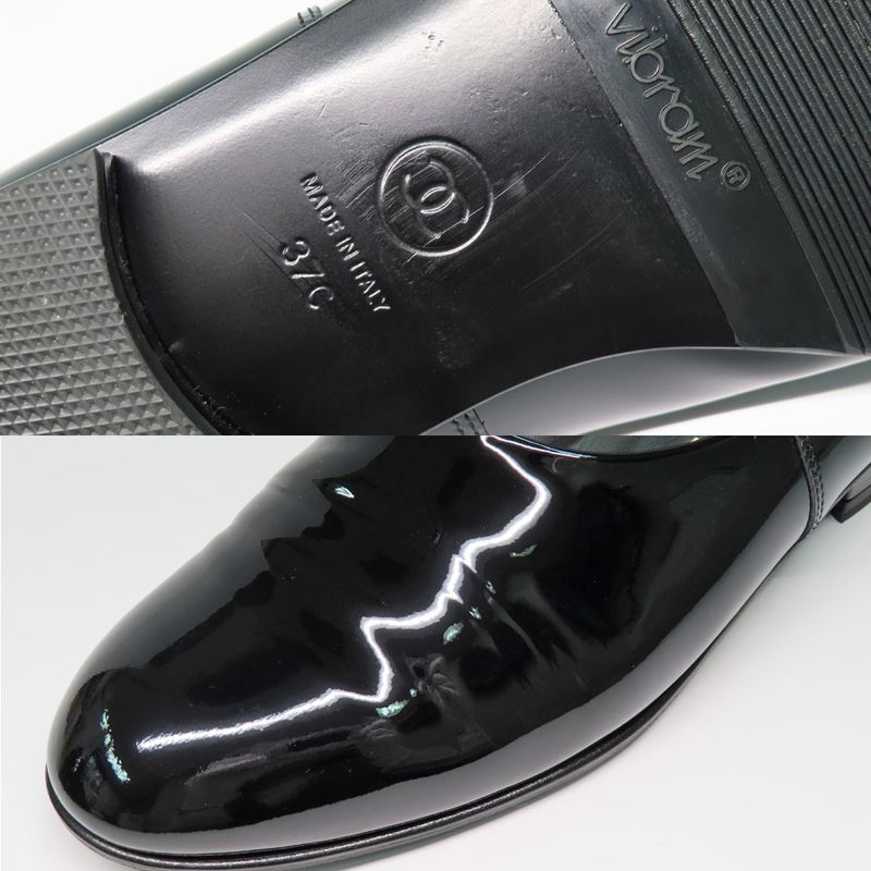 Chanel Loafers 25 C Black Coco Mark 37 Patent Leather Enamel — view 7