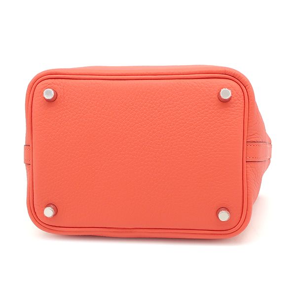 Hermes Handbag Picotin Lock PM Taurillon Clemence Orange Field Silver Hardware — view 4