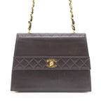 Chanel Quilted Shoulder Bag Leather Dark Brown — view 2