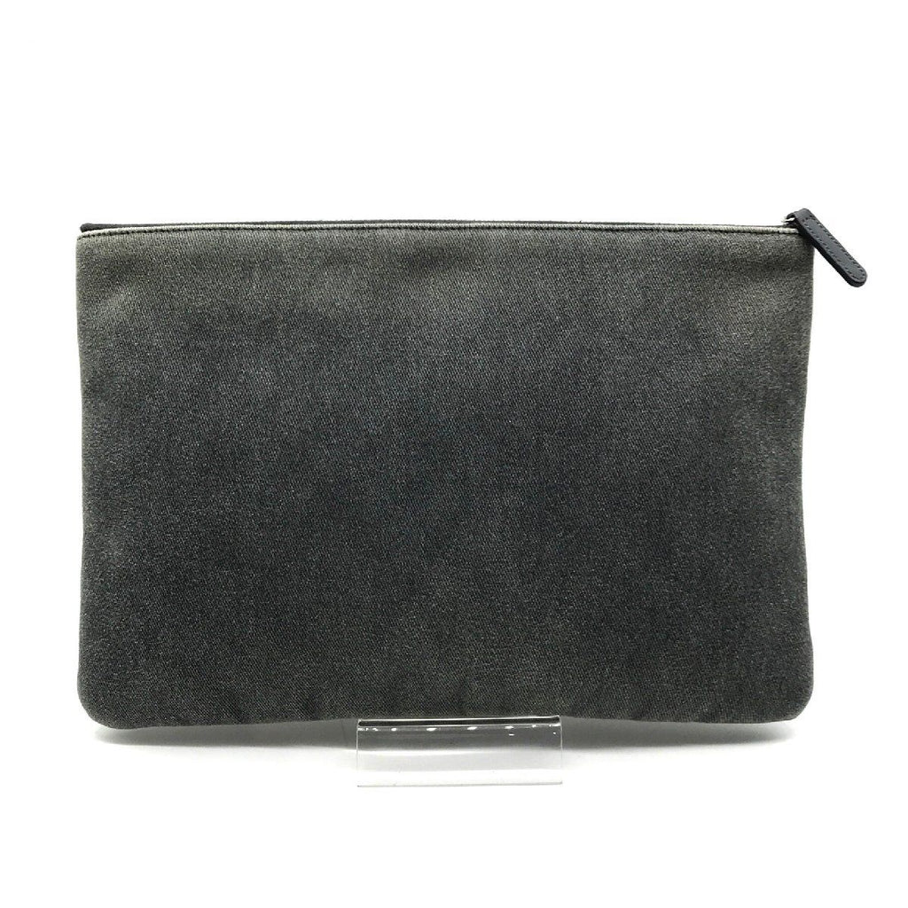 Chanel CC Logo Deauville Denim Sequin Clutch Gray Jeans — view 6