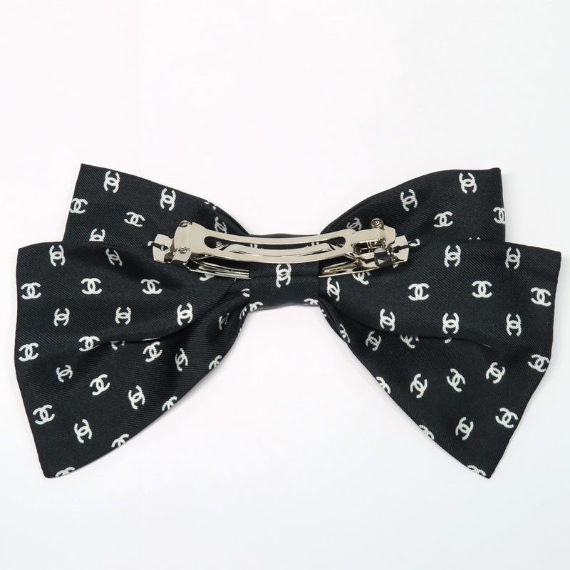 Chanel Barrette Aaa821 25 P Coco Mark Ribbon Black Silk Hair Accessory — view 2