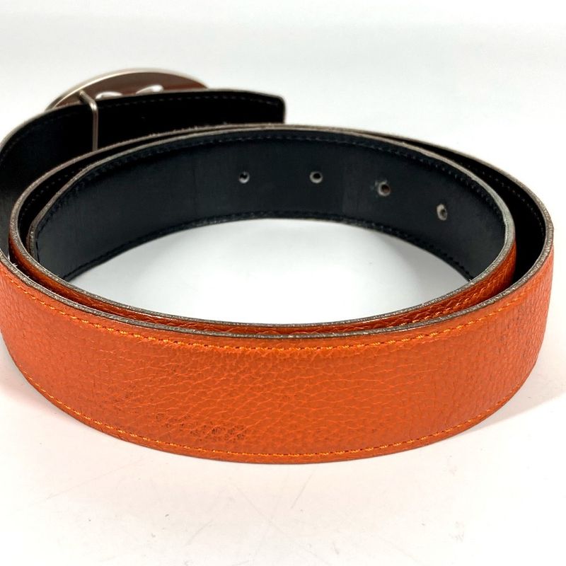 Hermes Belt Double H Logo Buckle Leather Orange — view 5