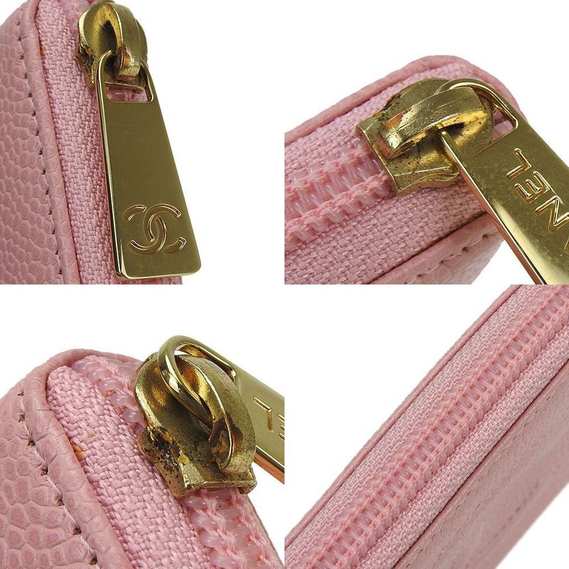 Chanel Round Zipper Long Wallet Caviar Leather 9 th Coco Mark — view 5