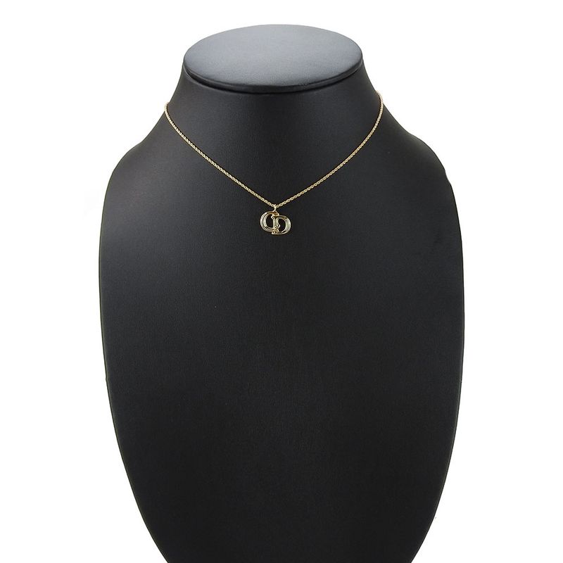 Christian Dior Necklace Metal Gold Plated Accessories CD Logo — view 9