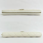 Chanel Long Zip Wallet Ap3337 Quilted Caviar Leather White Gdhardware — view 3