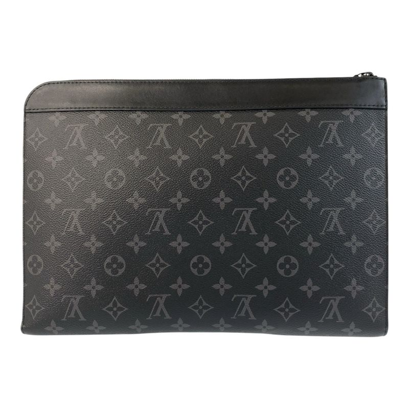 Louis Vuitton Monogram Eclipse Pochette Jules Black Grey Leather — view 2