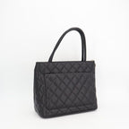 Chanel Medallion Tote Caviar Black Silver Hardware Bag — view 4