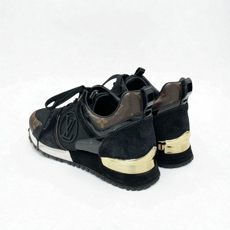 Louis Vuitton Run Away Line Monogram Sneakers Shoes Leather Fabric Suede Black — view 4