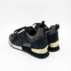 Louis Vuitton Run Away Line Monogram Sneakers Shoes Leather Fabric Suede Black — view 4
