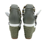 Hermes Sandals Shoes Leather Suede Khaki White Black Braided Wedge Sole — view 5