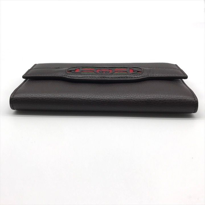 Gucci Geki Interlocking Sherry Line Leather Trifold Wallet Brown — view 3