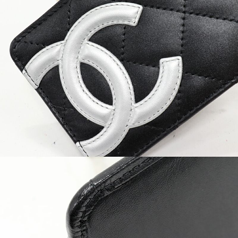 Chanel Card Case Pass Cambon Line Calf Black And Silver C0790 — view 7