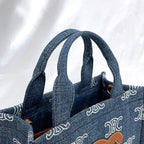 Celine 2-Way Bag Cabas Tice Blue Brown Triomphe — view 8