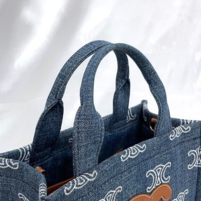 Celine 2-Way Bag Cabas Tice Blue Brown Triomphe — view 8