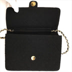 Chanel CC Logo Cotton Jersey Quilted Chain Shoulder Bag Black — view 8