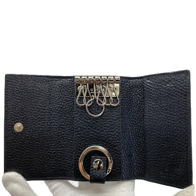 Gucci Double G 6-Ring Key Case Ring Leather Black — view 6
