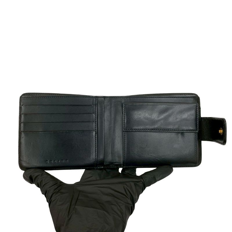 Celine Vintage Macadam Blason Triomphe Pattern Leather Bifold Wallet Mini — view 7