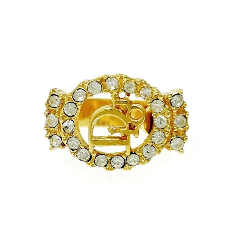 Christian Dior GP Rhinestone Logo Ring Gold — view 3