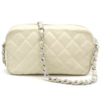 Chanel Shoulder Quilted Chain Lambskin White Bag — view 3