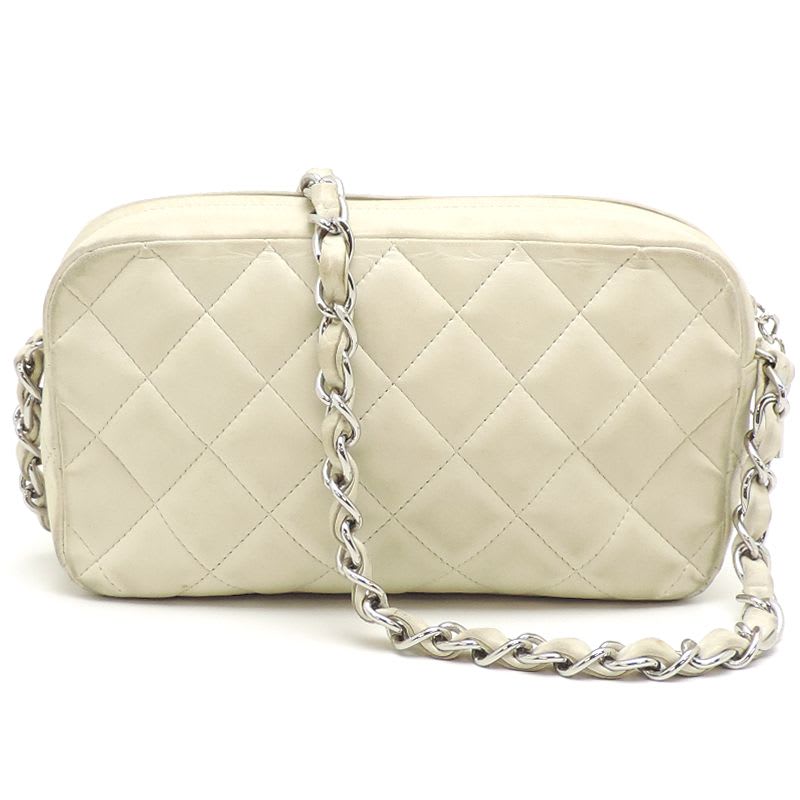 Chanel Shoulder Quilted Chain Lambskin White Bag — view 3