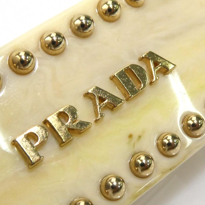 Prada Crystal Embellished Ivory Barrette — view 6